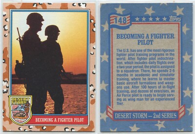 1991 Topps Desert Storm #148 Becoming a Fighter Pilot (soldiers/rifles) ERROR (b