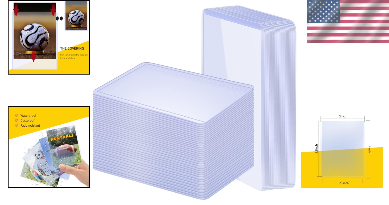 Durable PVC Card Protectors - 100 Top Loaders for Baseball & Trading Cards