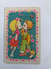 KAKO Girl Kiss Boy Flower Bird Cat Vintage Old Retro Japanese Children Swap Card