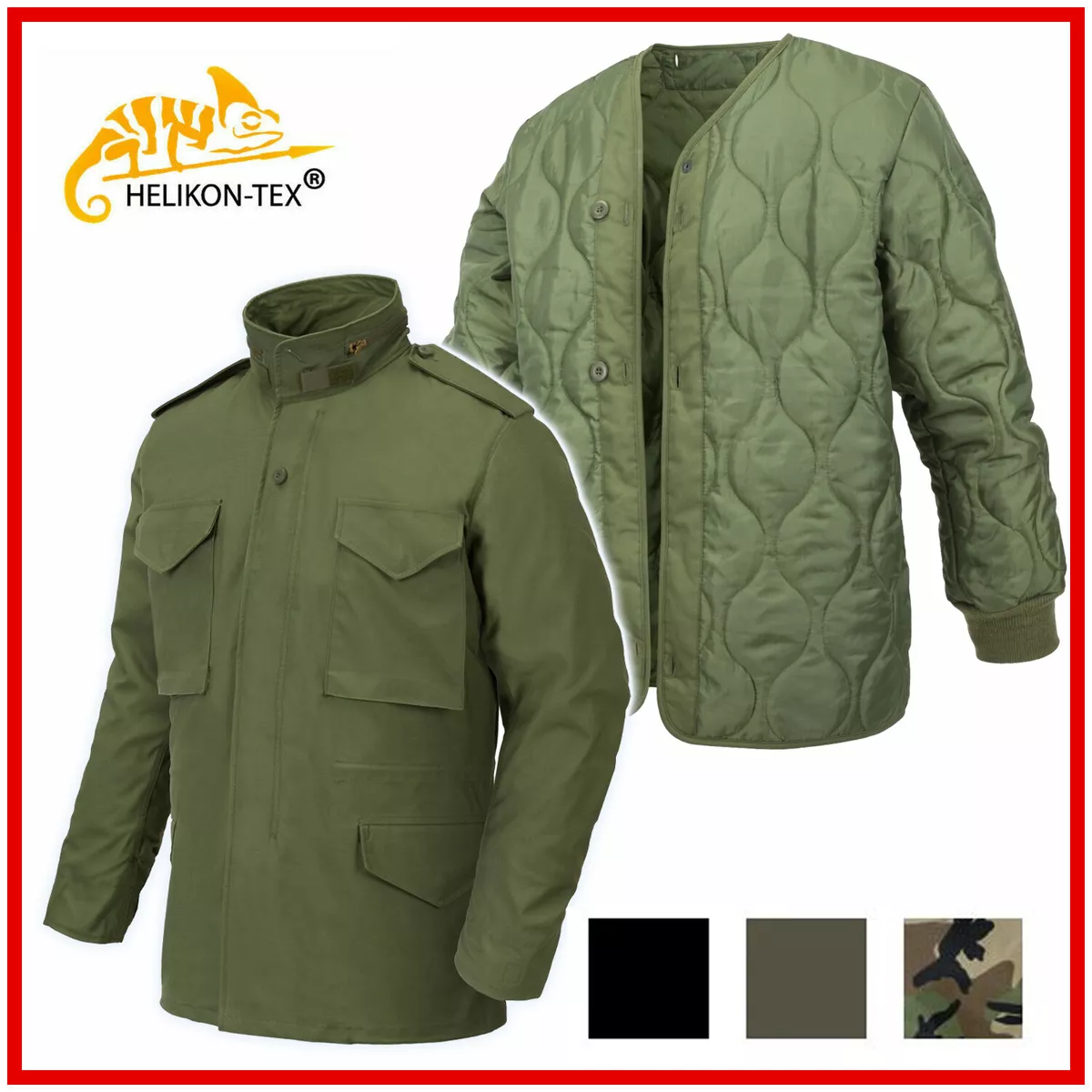 Veste HELIKON TEX M65 armée militaire américaine champ vintage bois olive  parka doublure | eBay