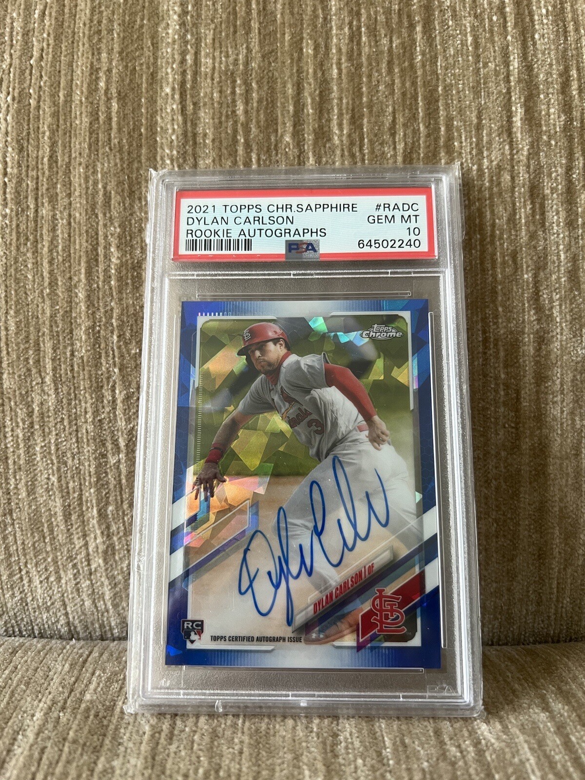 Dylan Carlson 2021 Topps Chrome Sapphire Rookie RC Auto Autograph PSA 10 Orioles