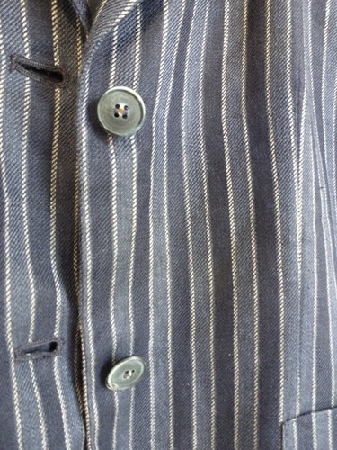 Laura Ashley Navy Blue Stripe Linen Blazer Jacket UK 12 Excellent Condition - Picture 9 of 10