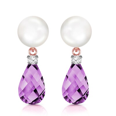 14K. OHRSTECKER MIT DIAMANTEN, AMETHYSTEN & PERLEN
