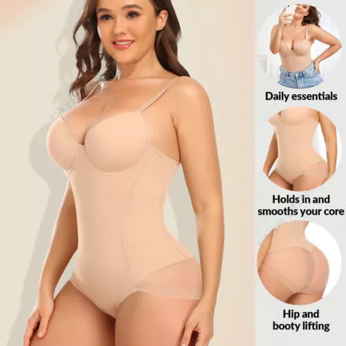 Women's Tummy Control Underwire Bra Bodysuits Body Shaper Leotards Top Jumpsuit - Picture 6 of 23