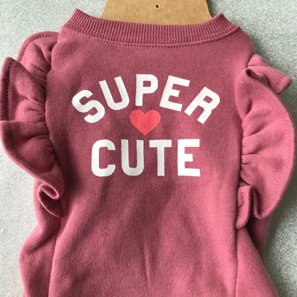 Dog Pup Crew   Super Cute  w Lined Pink  Size : M (17-20" ) - Image 2 of 4