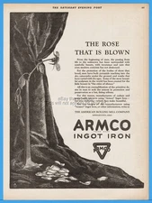 1922 ARMCO Ingot Iron American Rolling Mill Co Middletown OH ROSE Vase Print Ad