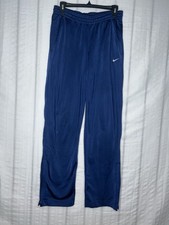 VTG Y2K Nike Men's Navy Track Pants Drawstring Elastic Waist Zip Ankles Medium