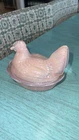 Vintage Fenton Pink Iridescent Glass Hen on Nest Chicken Dish Carnival Glass