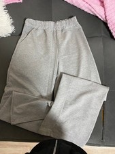 Gray Women's Sweatpants Straight Leg Elastic Waist Pockets Athleisure Pants