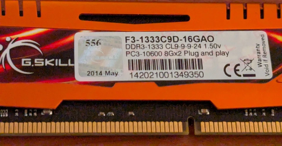 G.SKILL RipjawsX 8GB DDR3-1333 PC3-10600 CL9 Desktop RAM – F3-1333C9D-16GAO - Image 2 of 2