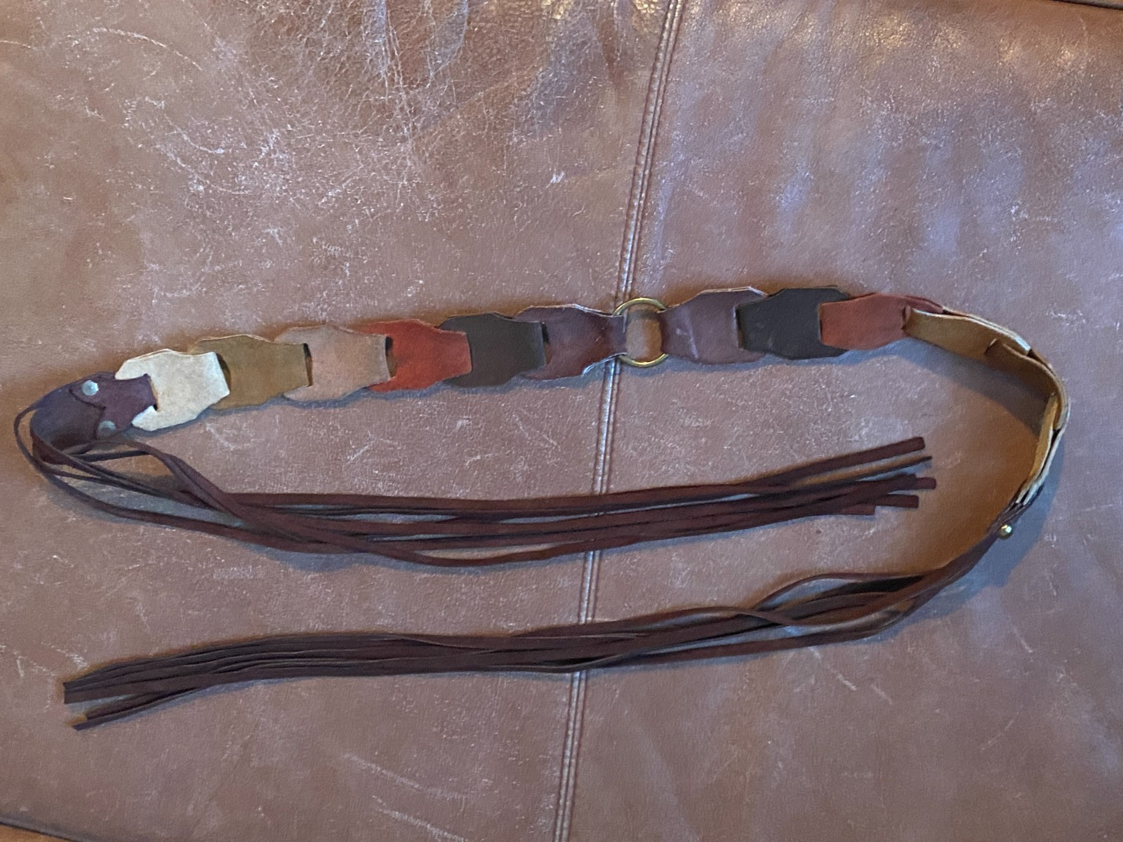 Leather Suede Multicolor Patchwork Hippie Style B… - image 1