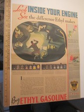 newspaper ad 1932 ETHYL gasoline automobile car gas INSIDE ENGINE