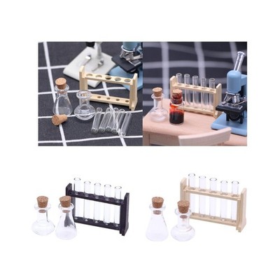 Miniatur Reagenzgläser Klarglas Reagenzgläser 1x Rührstab Puppenhaus Maßstab 1:12