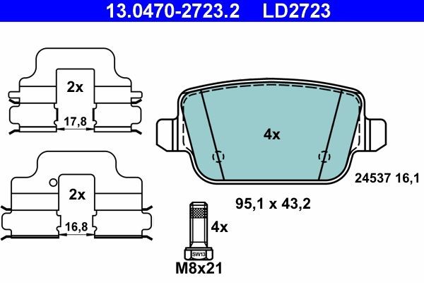 Bremsbelagsatz Scheibenbremse ATE 13.0470-2723.2 (1Satz-1Stk)-image