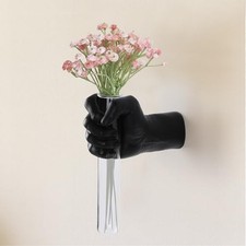 Unique Wall Sculptures, Hand Vases Home Decor, Wall Mount Art Black-right