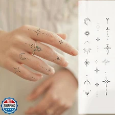 WEEKINK Mini Dot and Star Ring Tattoos for Women – Semi-Permanent Temporary F