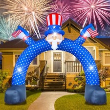 11FT 4Th of July Inflatable Decorations,Uncle Sam Archway Decor with Build-In Le