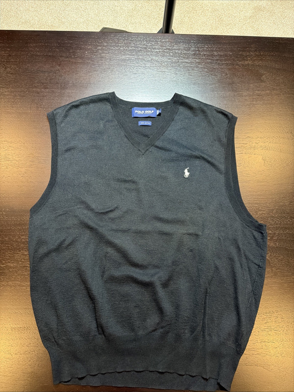 POLO RALPH LAUREN Men’s Black  V NECK  Vest Vintage L Cardigan Golf 90s