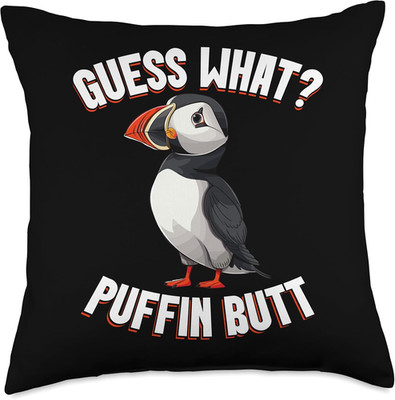 Puffin Bird Watching Stuffed Animal Iceland Puffins Throw Pillow