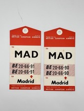 BEA BRITISH EUROPEAN AIRWAYS MADRID AIRLINE BAG TAG LUGGAGE BAGGAGE LABEL LOT