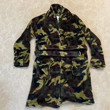 CLIMATESMART Boys Camo Fleece Robe Size M 8/10 Long Sleeve Belted Pockets