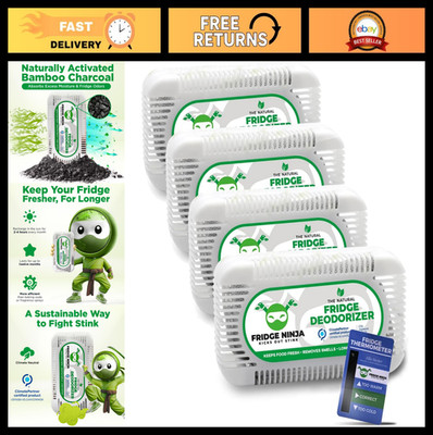 Activated Charcoal Fridge Deodorizer (4 Pack) - Natural Odor Eliminator for Cool