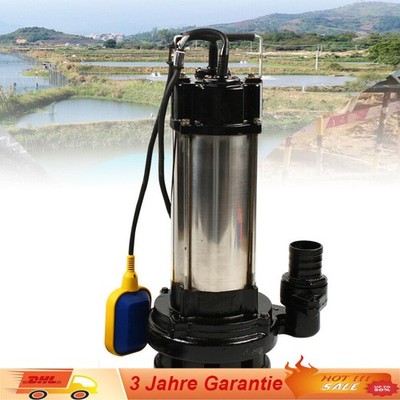 1500W Edelstahl Schmutzwasserpumpe Tauchpumpe 36000 l/h Mit Schwimmer Baupumpe