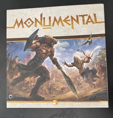 Monumental Deluxe Edition Miniatures Board Game by Funforge COMPLETE Box damage