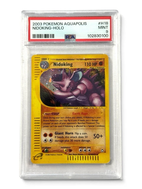 PSA 9 MINT - Pokemon Aquapolis Nidoking HOLO Rare H18/H32 