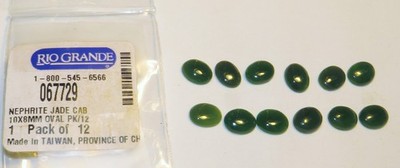 12 Nephrite Jade 10x8mm Oval Cabochon Loose Gemstones Cabs Stones Rio Grande