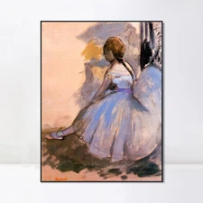 Framed Canvas Giclee Print Art Dancer Seated (study) by Edgar Degas Home Decor