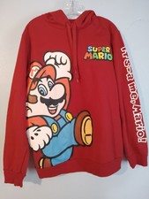 Super Mario hoodie Swetshirt Red Nintendo Size Large