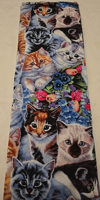 Cotton Fabric 1 Yard X 44'' Playful Cats Multicolor Sewing Crafts Quilting