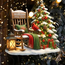 Christmas in Heaven Personalized Memorial 2D Flat Ornament, Custom