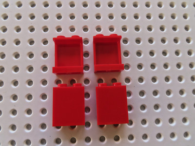 LEGO 4 x Wand Panel 87552 1x2x2 seitl. Verstärkung  rot