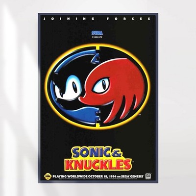 SONIC AND KNUCKLES Sega Mega Drive Genesis POSTER Retro Werbung Art A4 A3 A2 A1