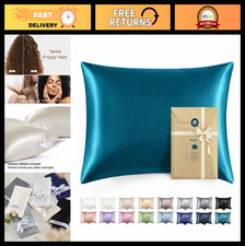 Satin Pillowcases with Zipper, Silky Soft 2 Pack Standard Size 20x26 Inches, Tea