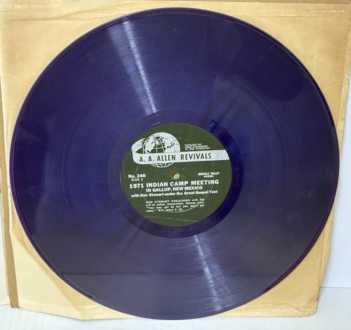 RARE 1971 A A Allen Revivals - INDIAN CAMP MEETING LP - PURPLE Vinyl - MIRACLES - Picture 5 of 8