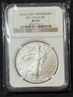 2011 $1 1-oz American Silver Eagle 25th Anniversary NGC MS69 Brown Label