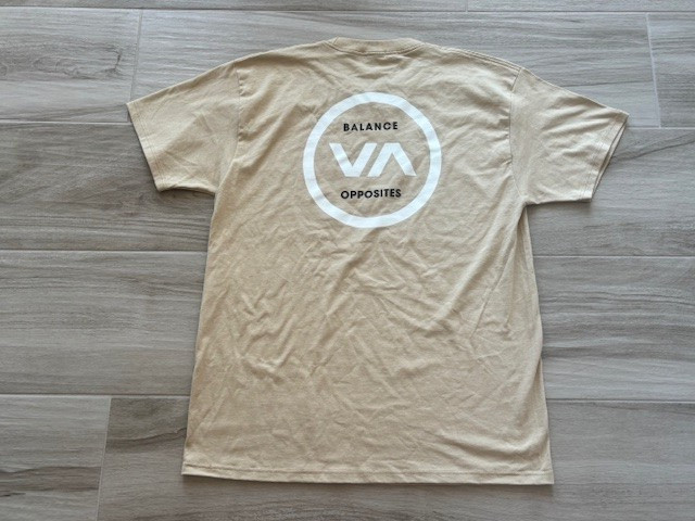 New RVCA The Balance of Opposites Men's Tan Graphic Logo SST T-Shirt! Large L! thumbnail 5