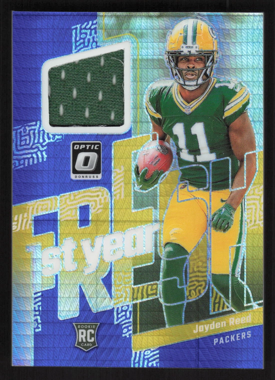 Jayden Reed Panini Donruss Optic First Year Fresh Relics #FYFJR Gold Vinyl 1/1