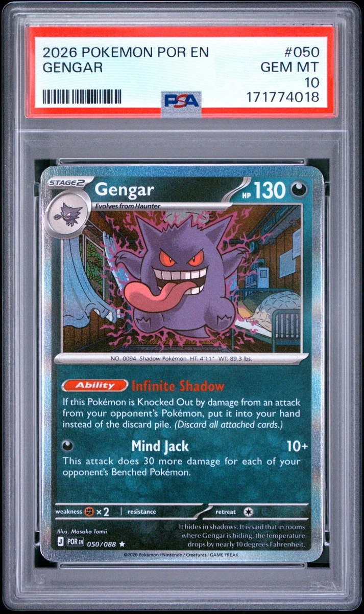 Pokémon TCG Grade 10 Gengar Individual Collectible Card Game Cards