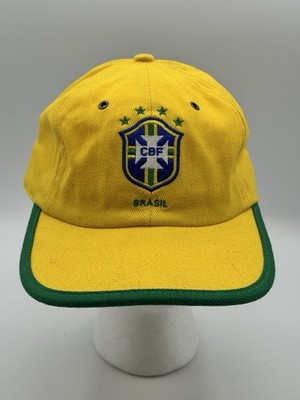 Vintage Nike Brazil Soccer Cap Football Hat Y2K Drill Yellow