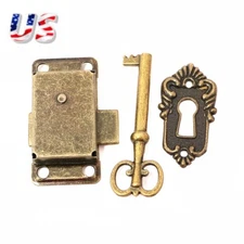 Vintage Iron Alloy Cabinet Door Lock Kit with Key Antique Drawer Wardrobe Lock h