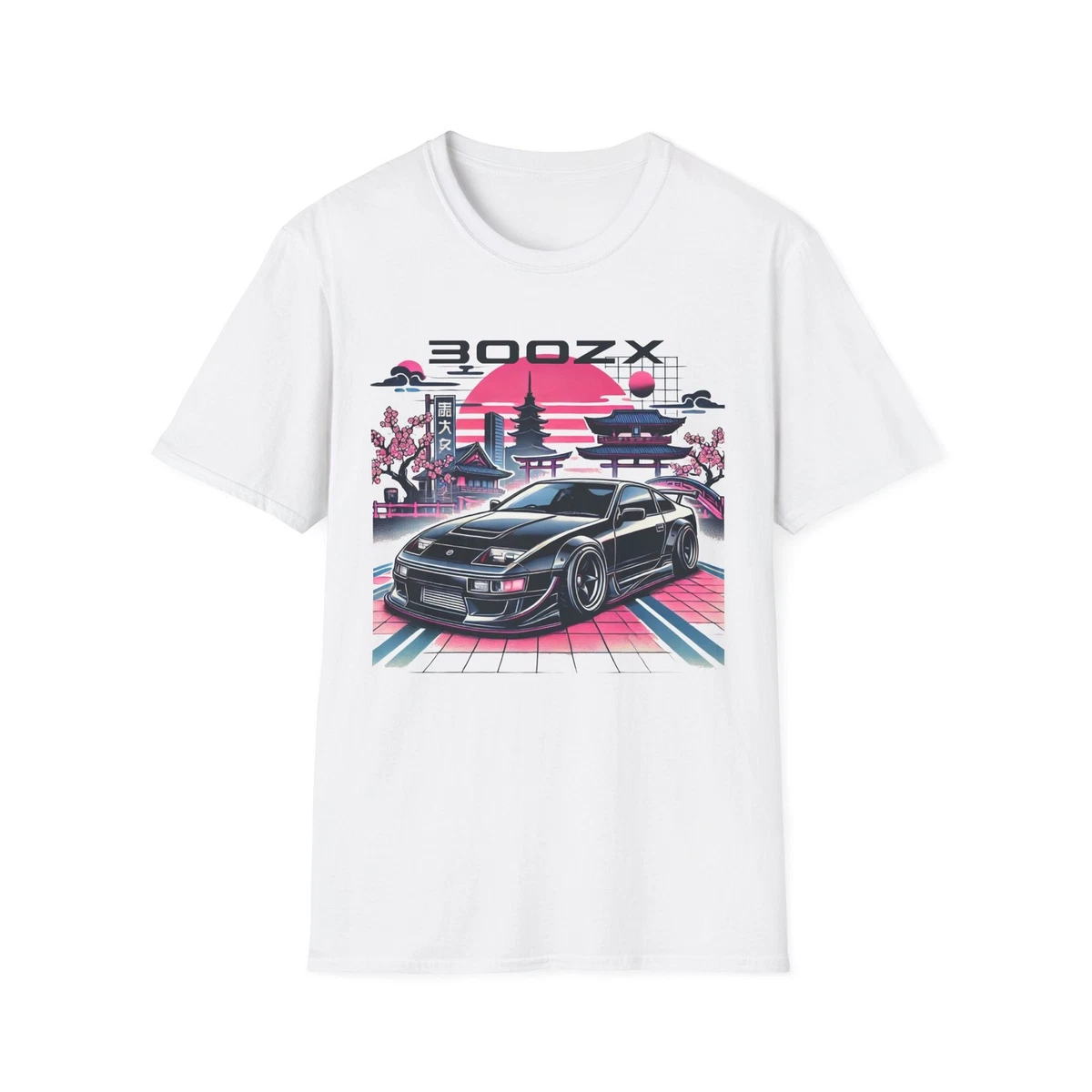 300ZX JDM Tokyo Pagoda Torii Cherry Blossom Night Scene Graphic T