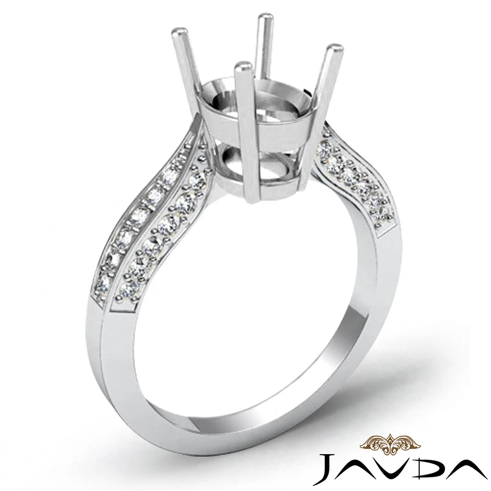 Solitaire Style Diamond Engagement Ring Oval Semi Mount 14k White Gold 0.40 Ctw - Image 2 of 4