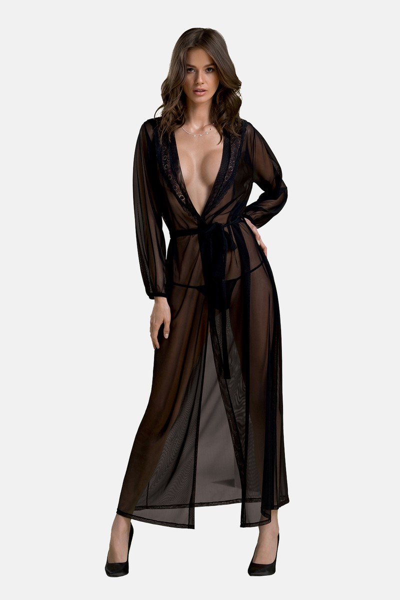 Bata Zinnia Negra En Oferta Albornoz Largo Pa596660 Transparente De Passion