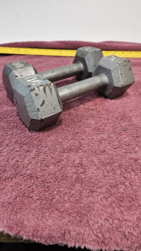 Barbell Cast Iron Hex Dumbbell Weight Set Two (2) 10 lb Each- Work Out, Lifting - Picture 2 of 6