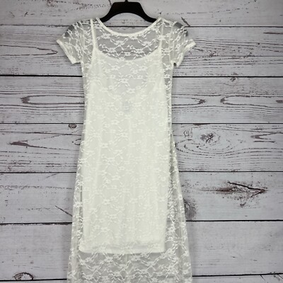 wild fable white lace dress Women's Long Sleeve Brushed Lace Skater Dress - Wild Fable Cream Size Small
