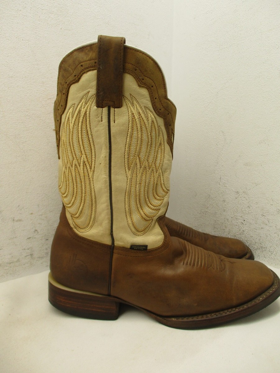 Original Reyme Men\'s Brown Leather Square Toe Mid-Calf Western Boots Size 9.5. Original Reyme Men main image 2